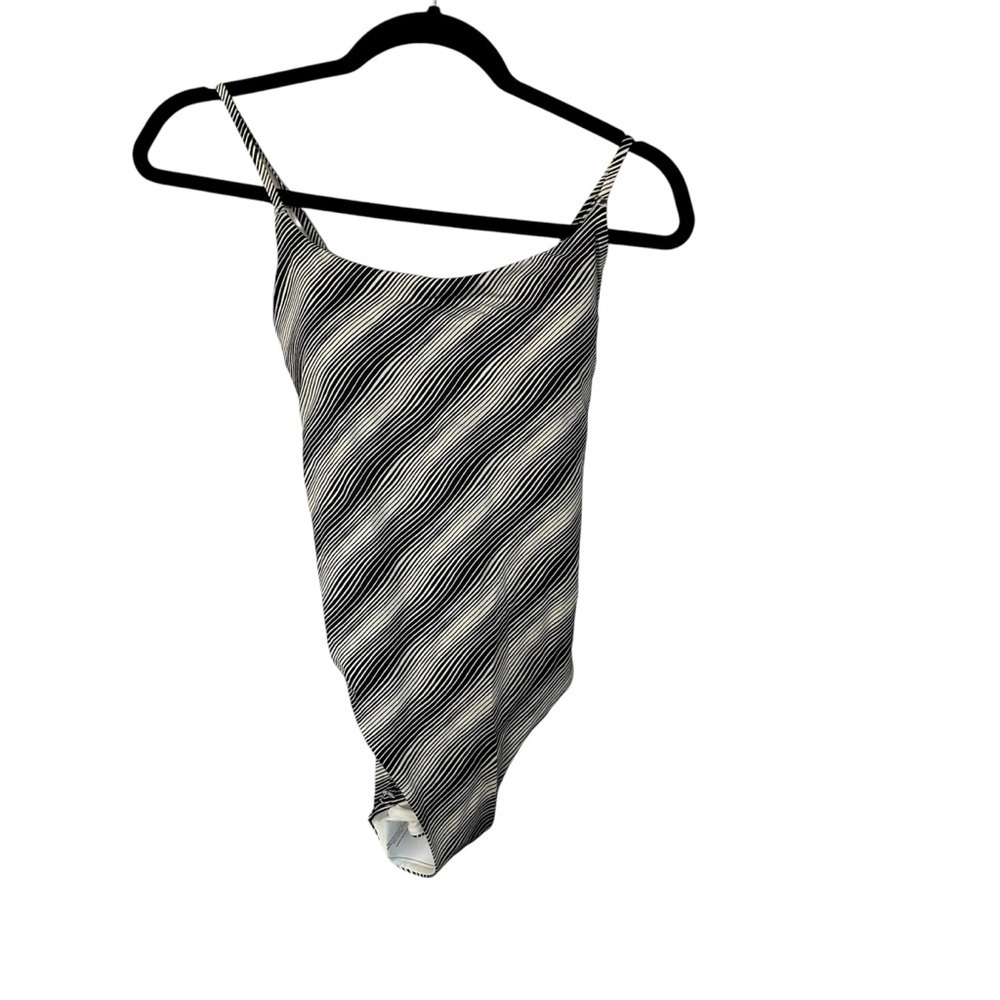 Everlane ReNew Women’s One Piece Striped Back Tie Swimsuit Sz L NWT